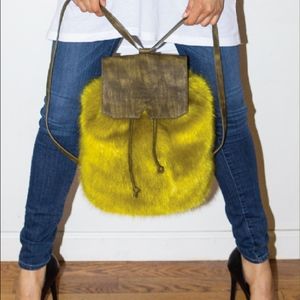 Lime Green Faux Fur Back Pack